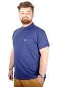 Mode XL Büyük Beden T-shirt Polo Cep Sup Basic 21557 İndigo thumbnail 5