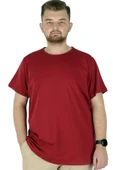 Mode XL Büyük Beden Likralı T-shirt Bisiklet Yaka 20149  Bordo thumbnail 4