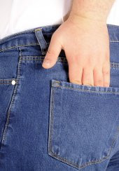 Mode XL Büyük Beden Erkek Pantolon Kot 5Cep Vertical Lycra 21915 Lacivert - 3