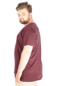 Mode XL Büyük Beden Erkek Tshirt V Yaka 20032 Mürdüm - 6