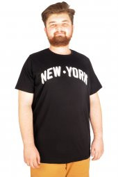 Mode XL Büyük Beden Tshirt Bisiklet Yaka NewYork 21174 Siyah - 1