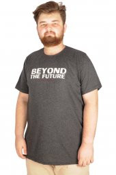 Mode XL Büyük Beden Tshirt Bisiklet Yaka 21179 Antramelanj - 1