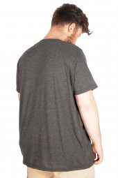 Mode XL Büyük Beden Tshirt Bisiklet Yaka 21179 Antramelanj - 2