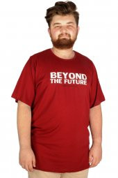 Mode XL Büyük Beden Tshirt Bisiklet Yaka 21179 Bordo - 1