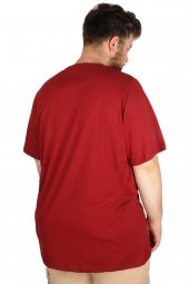 Mode XL Büyük Beden Tshirt Bisiklet Yaka 21179 Bordo - 2