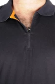 Mode XL Büyük Beden Erkek T-Shirt Fermuarlı Polo Yaka 21029 Lacivert - 4