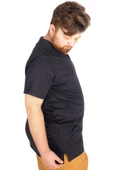 Mode XL Büyük Beden Erkek T-Shirt Fermuarlı Polo Yaka 21029 Lacivert - 2