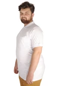 Mode XL Büyük Beden T-shirt Polo Cepli Lycra Pike MD 20554 Beyaz thumbnail 5