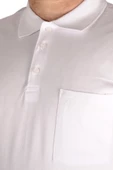 Mode XL Büyük Beden T-shirt Polo Cepli Lycra Pike MD 20554 Beyaz thumbnail 3