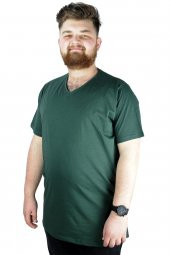 Mode XL Büyük Beden Tshirt V Yaka 20032 Nefti - 1