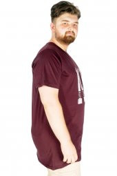 Mode XL Büyük Beden Tshirt Bisiklet Yaka Gofre NY 21184 Mürdüm - 2