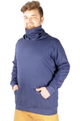 Mode XL Büyük Beden Erkek Sweatshirt Arm Mask 21505 İndigo thumbnail 2