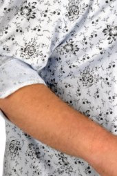 Mode XL Erkek Keten Likralı Gömlek Cepli Katlama Kol 20395 Mavi - 4