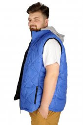 Mode XL Büyük Beden Erkek Yelek Basic Kapşon 21679 Saks - 5