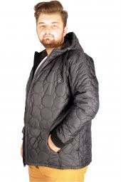 Mode XL Büyük Beden Erkek Mont Basic Round Wind 21069 Siyah - 1