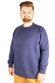 Mode XL Erkek Sweatshirt Bisiklet Yaka Basic 20131 İndigo thumbnail 3