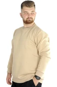 Mode XL Erkek Sweatshirt Bisiklet Yaka Basic 20131 Bej thumbnail 5