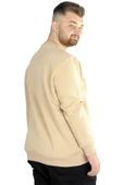 Mode XL Erkek Sweatshirt Bisiklet Yaka Basic 20131 Bej thumbnail 6
