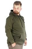 Mode XL Erkek Sweatshirt Kapşonlu Pocket Basic 20562 Haki thumbnail 4
