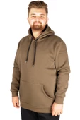 Mode XL Erkek Sweatshirt Kapşonlu Pocket Basic 20562 Haki thumbnail 2