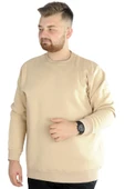Mode XL Erkek Sweatshirt Bisiklet Yaka Basic 20131 Bej thumbnail 4
