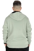 Mode XL Erkek Sweatshirt Kapşonlu Zippered Basic 20543 Su Yeşili thumbnail 6