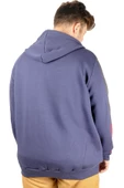 Mode XL Erkek Sweat Kapşonlu Pieced Embroidered 21514 Indigo - 3