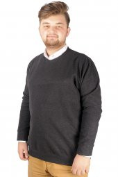 Mode XL Erkek Sweat Recycle Selanik V Yaka B21542 Antramelanj - 1