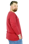 Mode XL Büyük Beden Erkek Tshirt Likralı Bisiklet Yaka 20102 Bordo thumbnail 2