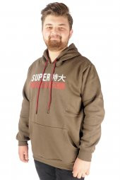 Mode XL Büyük Beden Erkek Sweat Kapşon Super 21512 Haki - 1