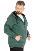 Mode XL Büyük Beden Erkek Sweat Zippered Basic 20543 Nefti thumbnail 2