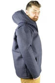 Mode XL Büyük Beden Erkek Mont Kapsonlu Zippered Diamond Line 21087 Mavi - 2