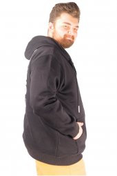 Mode XL Erkek Sweat Kapşonlu Cep Zippered Every 21520 Siyah - 2