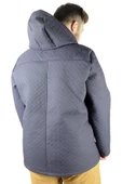 Mode XL Büyük Beden Erkek Mont Kapsonlu Zippered Diamond Line 21087 Mavi - 3