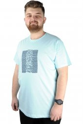 Mode XL Erkek T shirt Bis Yaka Mountain 22101 Mavi - 1