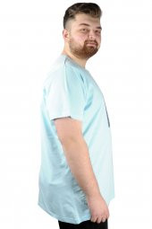 Mode XL Erkek T shirt Bis Yaka Mountain 22101 Mavi - 2