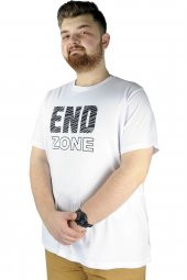 Mode XL Büyük Beden Erkek T shirt Bis Yaka End Zone 22105 Beyaz - 1