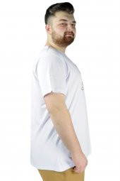 Mode XL Büyük Beden Erkek T shirt Bis Yaka End Zone 22105 Beyaz - 3