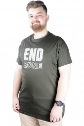 Mode XL Büyük Beden Erkek T shirt Bis Yaka End Zone 22105 Haki - 1
