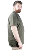 Mode XL Büyük Beden T shirt Polo Likralı Süprem Nakış 21554 Haki thumbnail 6