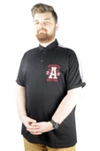 Mode XL Büyük Beden Erkek T shirt Polo Best Team 22307 Siyah thumbnail 1
