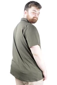 Mode XL Büyük Beden T shirt Polo Likralı Süprem Nakış 21554 Haki thumbnail 4