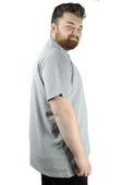 Mode XL Büyük Beden Erkek T shirt Polo MDX Club 22305 Gri Melanj thumbnail 5