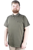 Mode XL Büyük Beden T shirt Polo Likralı Süprem Nakış 21554 Haki thumbnail 7