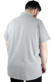 Mode XL Büyük Beden Erkek T shirt Polo MDX Club 22305 Gri Melanj thumbnail 6