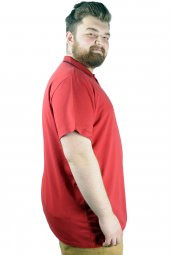 Mode XL Büyük Beden T shirt Polo Likralı Süprem Cepli 21558 Bordo thumbnail 2
