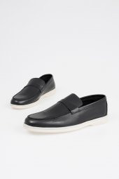 Hakiki Deri Erkek Ön Şerit Detaylı Loafer Ayakkabı - 1