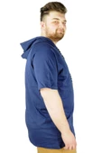 Mode XL Büyük Beden Tshirt Reglan Kapşonlu 22117 Indigo thumbnail 2