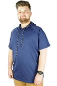 Mode XL Büyük Beden Tshirt Reglan Kapşonlu 22117 Indigo thumbnail 1