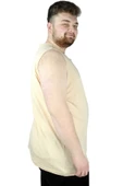 Mode XL Büyük Beden Erkek Kolsuz Tshirt Skull 22124 Bej thumbnail 5